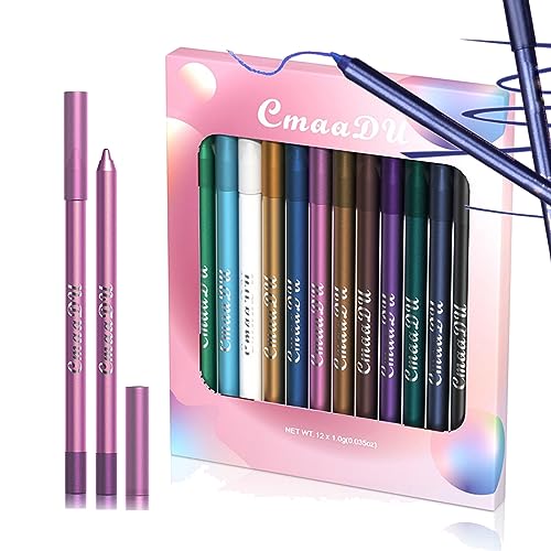 RoseFlower 12 Colors Colored Eye Liner kit, Colorful Eyeliner Set