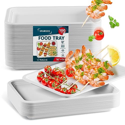 100 Pack 14 Inch Heavy Duty Disposable Food Trays...