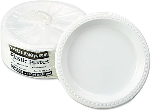 Tablemate TM10644WH - Vajilla de plástico, platos, 10 14 pulgadas de diámetro, blanco, paquete de 125 (TBLTM10644WH)