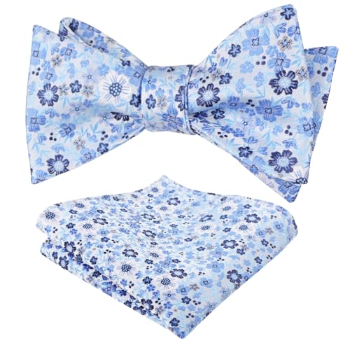Image of Alizeal Mens 2pcs Floral Self-tied Bow Tie Pocket Square Set