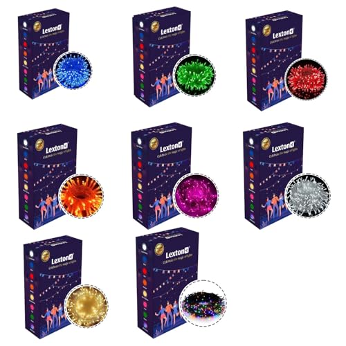 Image of Lexton All in One Combo of Red, Blue, Green, Pink, White, Orange, Warm White & Multicolor 40 LED String Light | Lighting Bulbs Ladi for Diwali, Christmas, Eid, Wedding | Indoor & Outdoor (Set of 8)