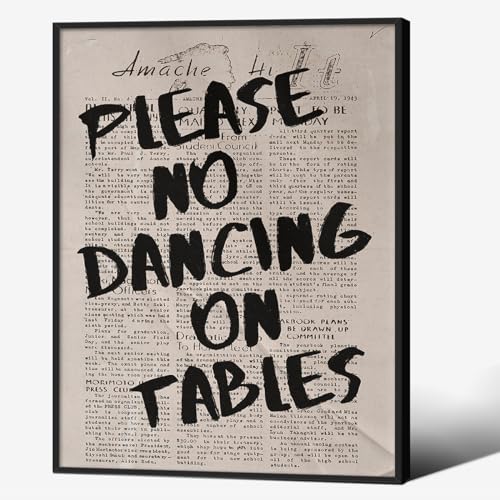 Toile Please No Dancing on Tables encadree noir et blanc - Deco murale 30x40