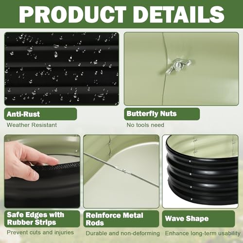 Image of 2 PCS Galvanized Raised Garden Bed 4x2x1 Ft, Oval Metal Outdoor Planter Box Kit with Safety Rubber Edge, Easy Assemble Bottomless Large Planting Container for Vegetable, Flower, Fruit, Grey
