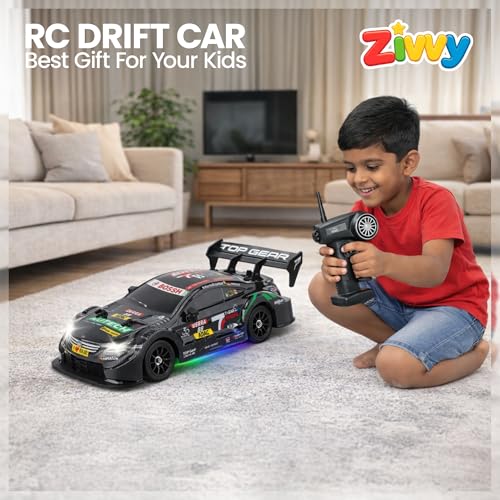 Image of Big Remote Control Car Black | 2.4G Remote Control Drift RC Car with 150m Range, Neon Lights & Music | Rechargeable RC Racing Toy | Best Gift for Boys & Girls 2 3 4 5 6 7 8+ Years