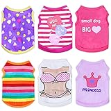 DegGod 6 Pieces Dog Shirts for Small Medium Dogs, Breathable Pet Printed Vest Clothes Summer Dog Clo