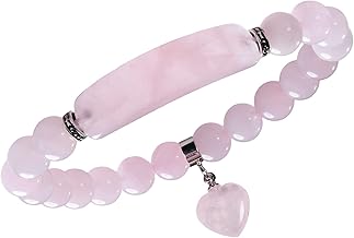 TUMBEELLUWA Healing Stone Bracelet 8mm Beads Chakra Crystal Energy Heart Charm Bracelet Handmade Jewelry for Women
