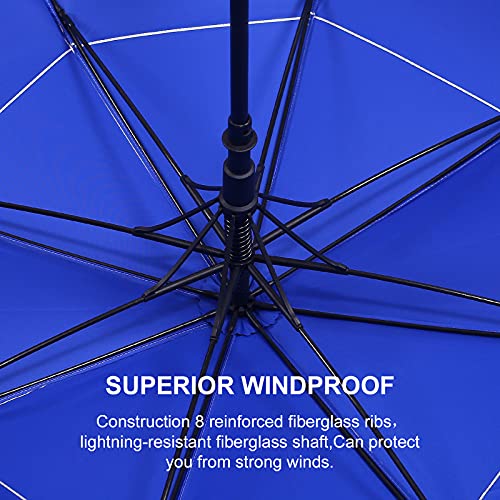 Doubwell Uv Protection Golf Umbrella 62/68 Inch Large Umbrella Automatic Open Windproof Sturdy Construction Shade For Sun And Rain (62 Inch, Silver/Blue) #TOP6