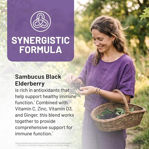 Image of NatureWise Elderberry Vitamin C and Zinc for Adults - Sambucus Black Elderberry and Ginger & Vitamin D3 5000IU - 5 in 1 Immune Support - Non-GMO - USA Manufactured - 120 Veggie Capsules[60-Day Supply]