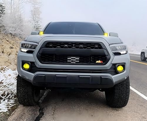 Image of iJDMTOY Retro Style 3-Color Trail Mountain Shape Grille Badge Emblem Compatible with Toyota Tacoma Tundra 4Runner FJ Cruiser RAV4 Hilux, etc (Yellow /Orange /Red)