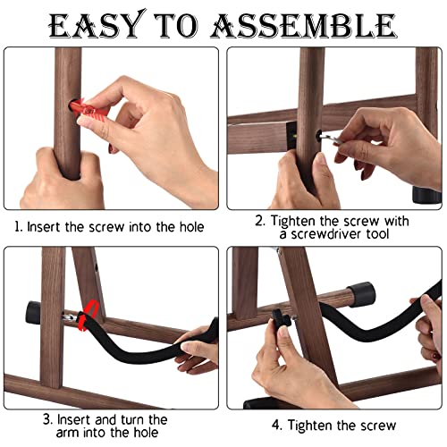 DOMMI Guitar Stand, Wooden Guitar Stand for Acoustic Guitars, Electric and Bass, Folding A-Frame Acoustic Guitar Stand with Non-Slip Rubber and Soft Foam Arms, Easy to Assemble, Portable for Travel - Thumbnail 5