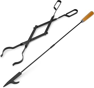 Stanbroil 26” Campfire Tongs & 32” Steel Fire Poker Set - Heat-Resistant Tools for Fire Pits, Fireplaces & Camping
