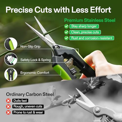 Image of VIVOSUN Gardening Hand Pruner Pruning Shear with Straight Stainless Steel Blades (Black, Straight Blade, 6 Pack)