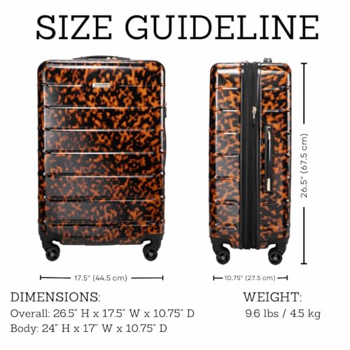 Image of Ricardo Beverly Hills Cambria Hardside Luggage | Stylish Suitcase with Wheels for Effortless Travel, Expandable and Secure TSA-Locked Packing, 24-inch Medium Checked (Tortoise, Checked Medium 24-Inch)