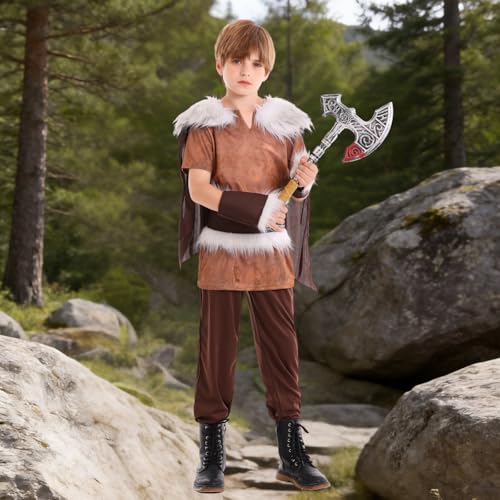 Disfraz vikingo para niños 13-14 años marrón miniatura 5
