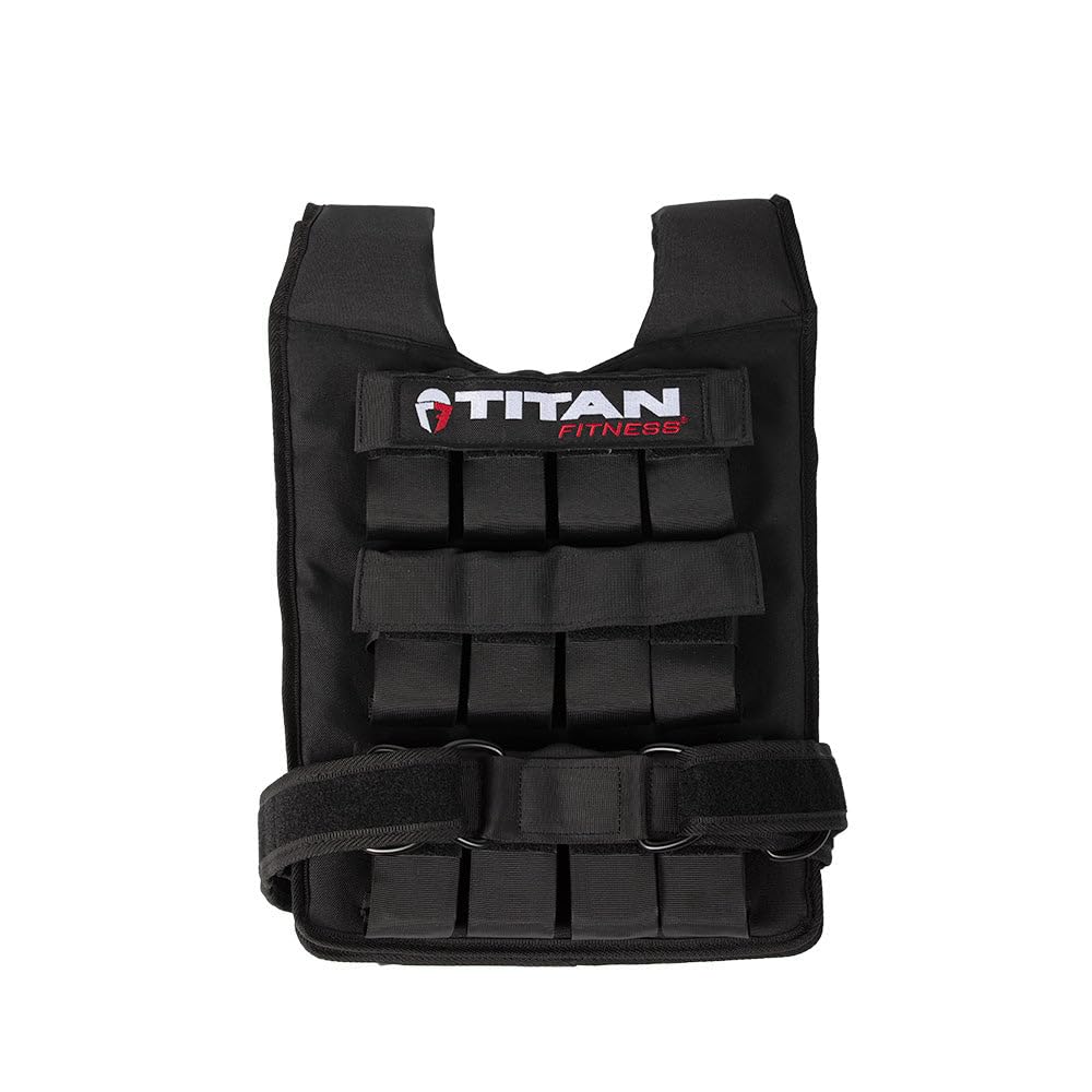 Titan Fitness Elite Series 50 LB Adjustable Weight Vest, (20) LB Solid  Cast Iron Weights, Body Weight Vests for Training Workout, Jogging, Cardio