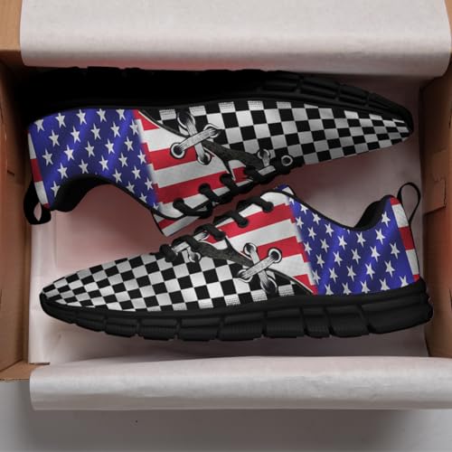 American Flag Black White Semaphore Shoes for Women Men Tennis Shoes 3D Print Fashion Running Sneakers3