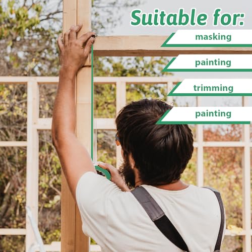 Image of 3 Rolls Removal Green Painters Tap Green Thin Masking Tape No Residue Narrow Paint Tapes Automotive Painting Tapes for Home Decoration Spray Paint Masking Handmade DIY, 0.2 Inch X 55 Yards