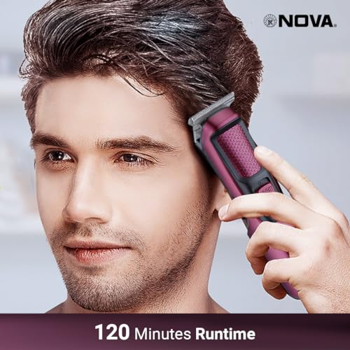 NOVA NHT 1134 Trimmer 120 min Runtime 4 Length Settings (Maroon) view 2