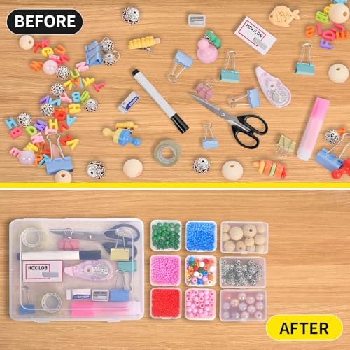 Image of 46Pcs Bead Organizer Set, Premium Small and Medium Clear Plastic Storage Boxes for Jewelry Making Crafts Screws Seeds DIY Bracelets Diamond Small Parts, Stackable Containers with Hinged Lid and Labels