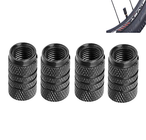 Image of MTB Bicycle Tyre Valve Cap Protector - Black - Pack of Four