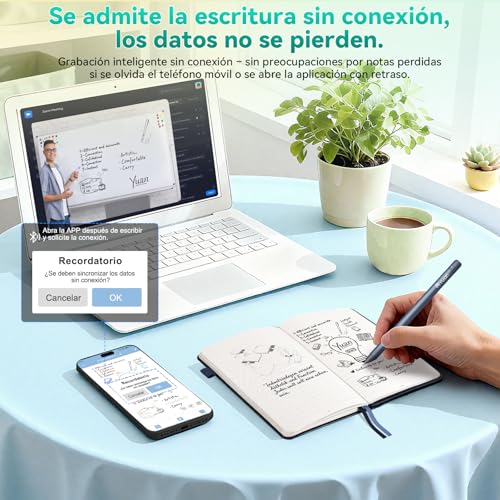 Yuan Cuaderno Digital Set de Escritura Inteligente - Incluye cuaderno y bolígrafo inteligentes, admite sync. y partage en tiempo real, con 1 minilibreta y recambios de mina, Preferida para regalar - imagen 4