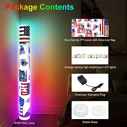 Hezbjiti Rgb Floor Lamp For Living Room, American Flag Corner Lamp With App Remote Control, Music Sync, Timing Function, Color Changing Mood Ligh For Bedroom, Game Room, Decoration #TOP6