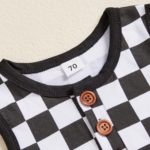 MoZiKQin Baby Boy Girl Clothes Newborn Checkered Bubble Romper Sleeveless Jumpsuit Infant One Piece Summer Outfit4
