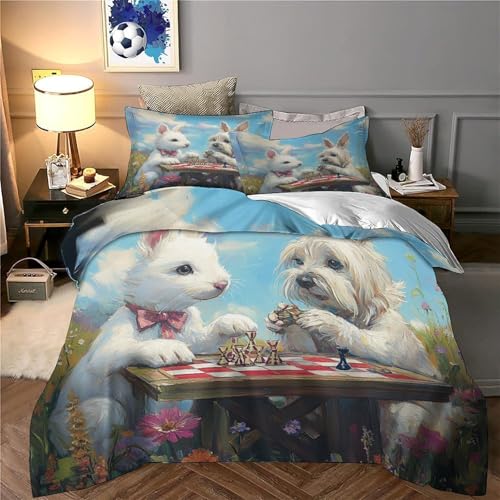 Housse de couette Chèvre ailée en microfibre 200x200cm hypoallergénique avec fermeture éclair pour lit double