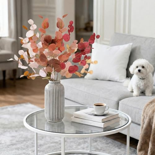 Image of Decor & More 4 PCS Artificial Flowers Bunch - Realistic Silk Eucalyptus Long Stem Bouquet for Vase | Artificial Flower for Decoration | Artificial Flower Bunch for Home, Wedding & Party Decor