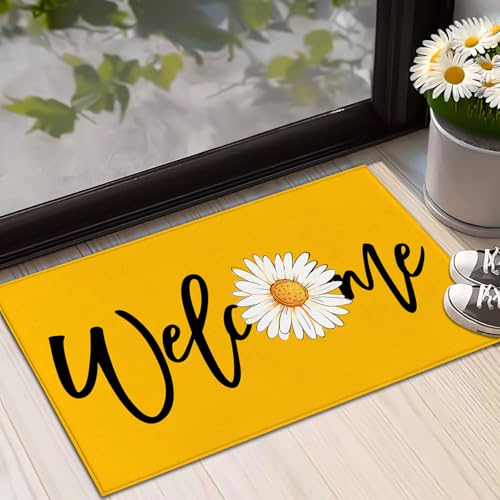 GEEXAN Sunflower Welcome Doormat 29x17 Inch Polyester Indoor and Outdoor Floor Mat with Non-Slip Rubber Backing, Perfect for Spring and Summer Decorations,Rug Front Entrance, Home Décor