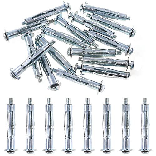 HREDZEO Heavy Duty Hollow Wall Anchors, 30 Pcs M4 x 38mm Metal Fixings, Carbon Steel, Silver