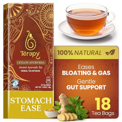 TERAPY Ceylon Stomach Ease Tea – Ayurvedic Herbal Tea for Healthy Digestion, Gut Health, Tummy...