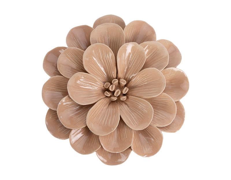 Fleur céramique beige 17cm décoration murale relief 3D