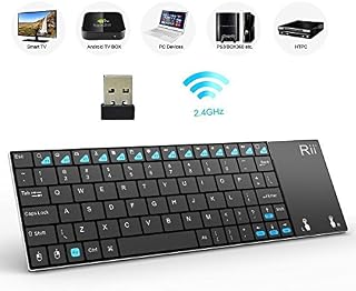 (Newest Version) Rii K12+ Mini Wireless Keyboard with Touchpad Mouse, Stainless Steel Portable