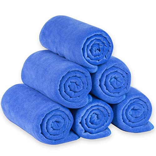 Image of JML Microfiber Bath Towels, Bath Towels Set 6 Pack (30 inch x 60 inch) - Extra Soft and Absorbent, Quick Drying, Multipurpose Use as Bath Fitness Towel, Sports Towels, Yoga Towel, Dark Blue