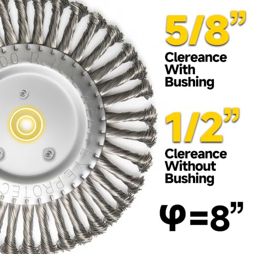 Image of 8 Inch Stainless Steel Twisted Wire Wheel for Bench Grinder with 1 /2-Inch and 5 /8-Inch Arbor, .02 inch Stainless Steel Wire