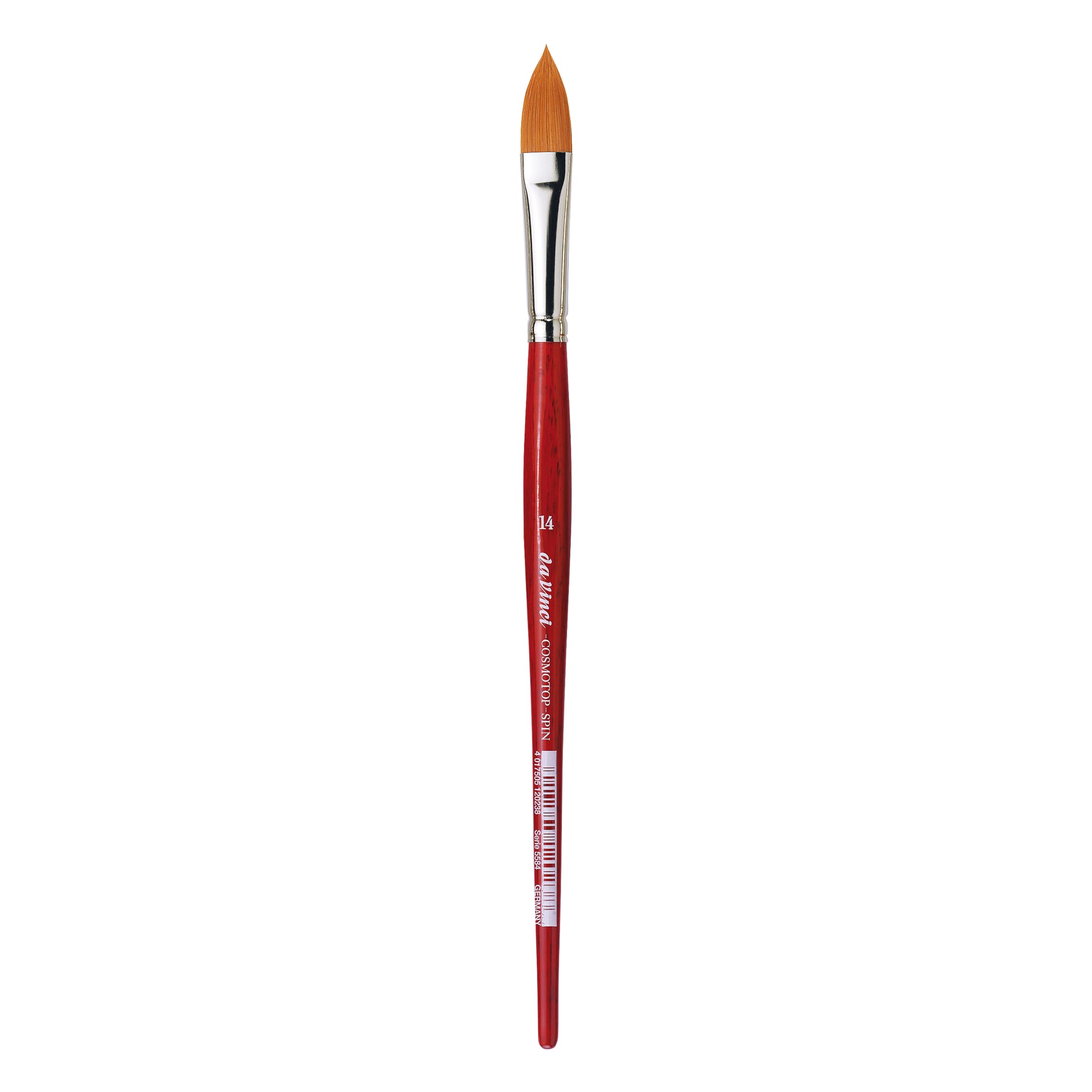 da Vinci Watercolor Series 5584 CosmoTop Spin Paint Brush, Pointed Oval Synthetic with Red Handle, Size 14