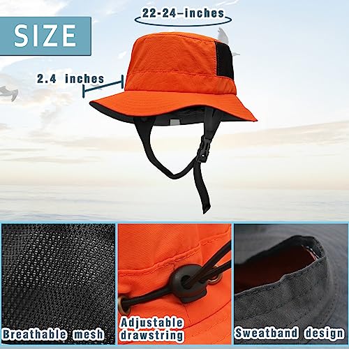 Seektop Surf Bucket Hat With Upf 50+ Uv Protection, Wide Brim Waterproof Sun Hat With Adjustable Chin Strap For Surfing, Boating, Water Sports Orange #TOP4