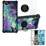 Aroepurt Hülle Für Vodafone Smart N8 hülle Kompatibel mit Vodafone Smart N8 Hülle Hülle Handyhülle Schutzhülle Cover [Mit 9H Festigkeit HD Schutzfolie] PC + Silikon Ständer IMDH-HTT