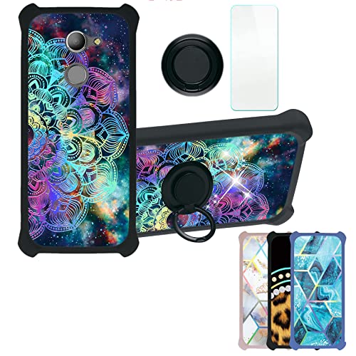 Aroepurt Hülle Für Vodafone Smart N8 hülle Kompatibel mit Vodafone Smart N8 Hülle Hülle Handyhülle Schutzhülle Cover [Mit 9H Festigkeit HD Schutzfolie] PC + Silikon Ständer IMDH-HTT