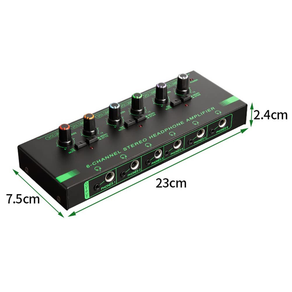 6 Canaux Mini Amplificateur Casque HA400 Amplificateur Audio StéRéO Ultra-Compact Ampli éCouteurs pour la Musique
