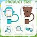 XLSXEXCL 20 Pcs Animal Straw Cover Caps Compatible with Stanley Cup, Silicone Cute Reusable Straw Toppers for Cups 30&40 Oz Tumbler Accessories 10mm