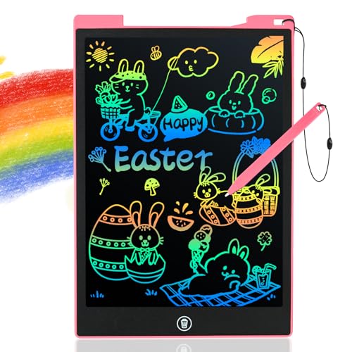 Cimetech LCD Writing Tablet 12 Inch, Easter Basket Stuffers for Toddlers, Doodle Board Drawing Pad for 3-8 Year Old Girls Boys, Reusable Educational Travel Toys, Easter Gifts for Kids (Pink)