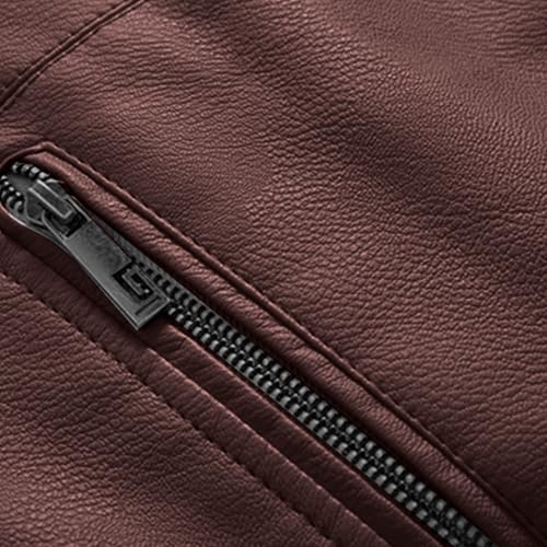 XUNRYAN Mens Faux-Leather Jacket Sherpa Lined Fleece Coats Winter Warm Military Flight Jackets Weighted Trucker Coat Pockets2