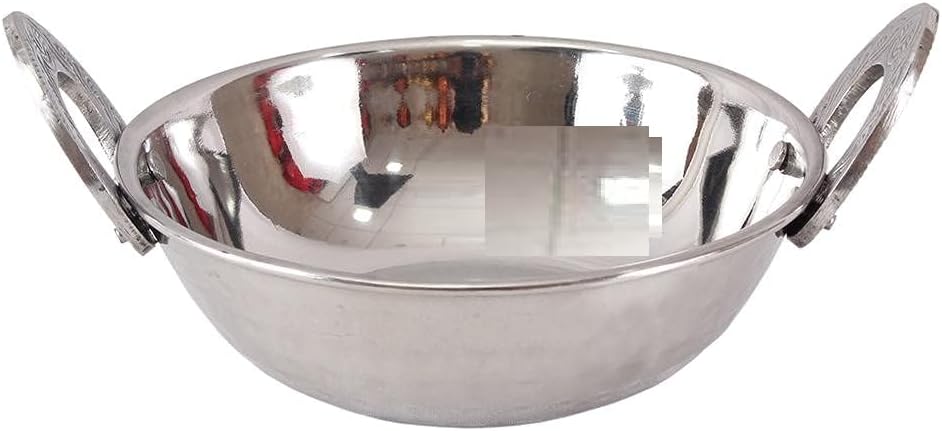 Steel Serving Set – 6 Pcs Hammered Design Handi, Bucket, Kadhai & 3 Serving Spoons – Traditional Indian Cookware for Dining & Kitchen – Silver Steel Utensils