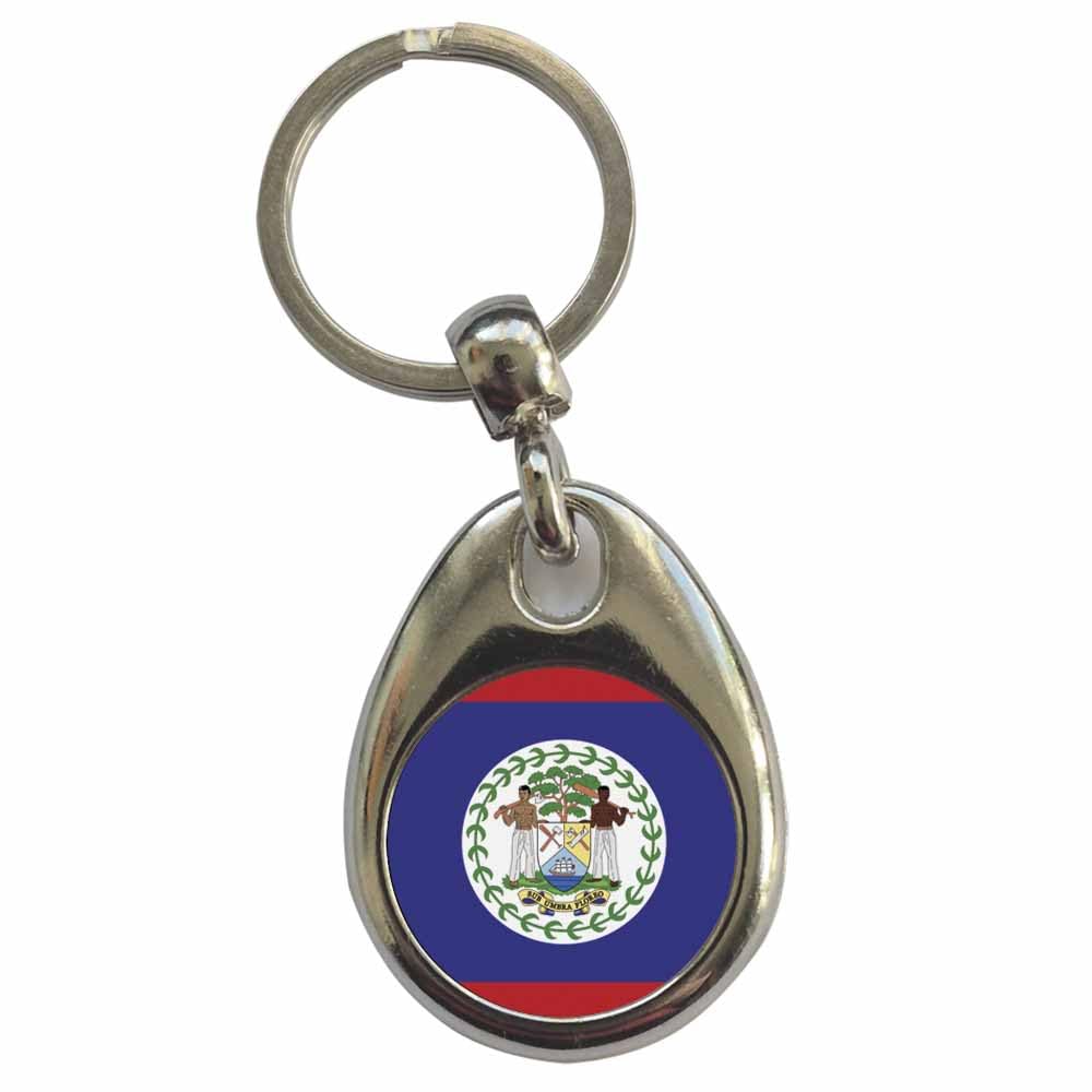 Ozorath Belize National Flag Keyring Keychain with Split Ring Attachment and Metal Key Fob