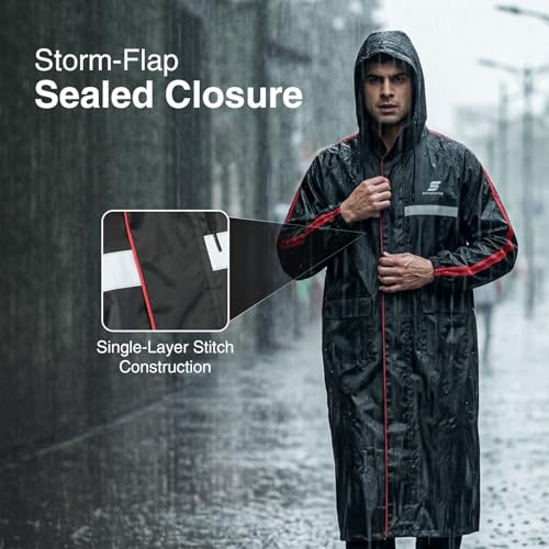 Image of Amazon Brand - Symactive Polyester Water Resistant Long Rain Coat