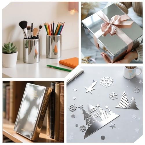 Hode Spiegelfolie Selbstklebend Silber 30x300cm, Klebespiegel für die Wand Schrank, Spiegel zum Kleben Deko, Wandspiegel Folie Selbstklebend Klebefolie Möbel Wohnzimmer Küche Basteln Modern