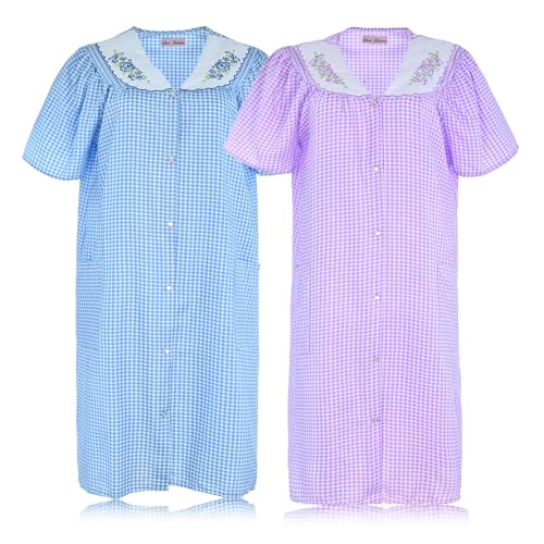 JEFFRICO House Dresses for Women with Pockets - Lightweight Breathable Short Sleeve Housecoat2