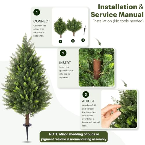 2 Pack 3Ft Artificial Cedar Topiary Trees - image 3